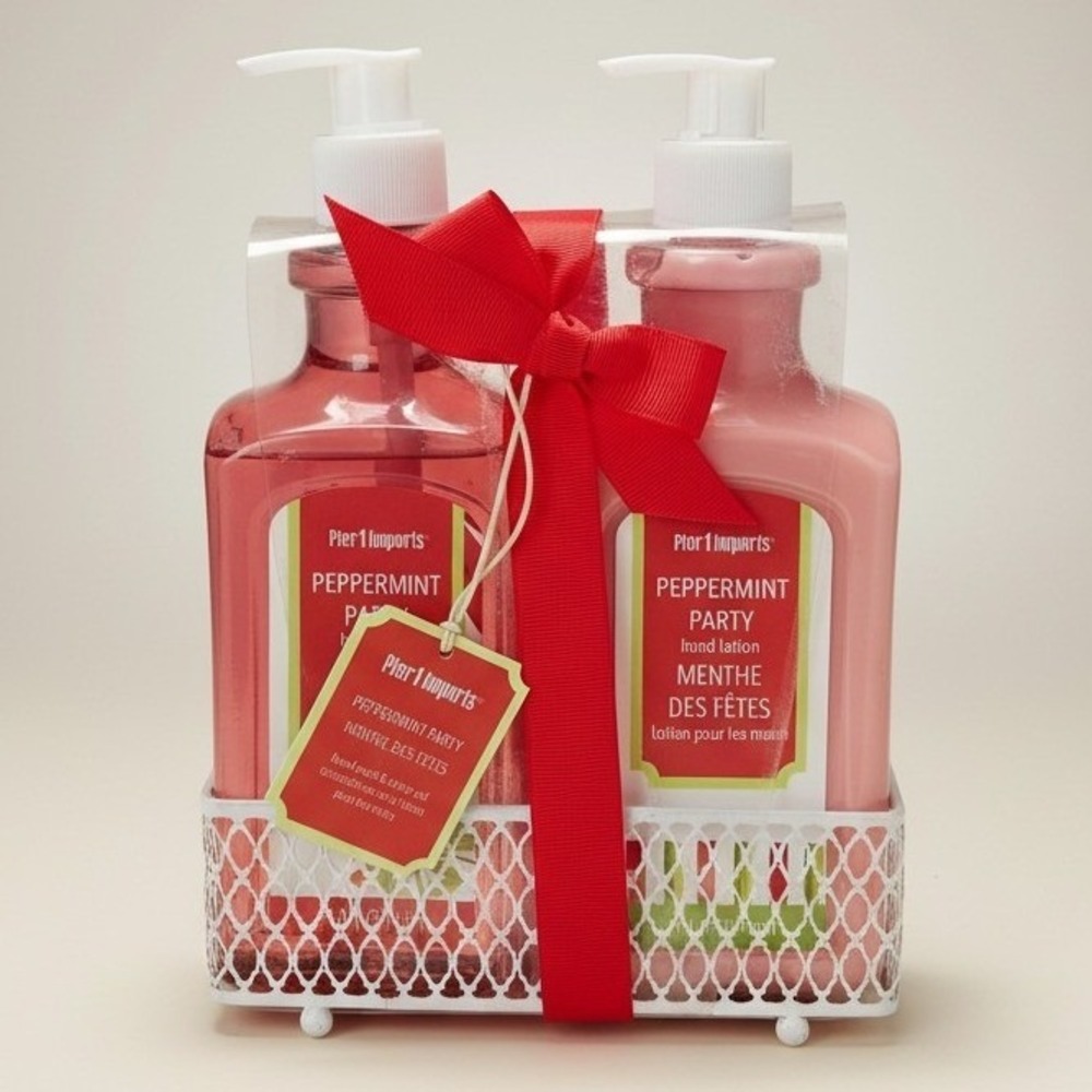 Pier 1 Imports Peppermint Party Hand Wash & Lotion Set HTF Holiday Gift 18oz